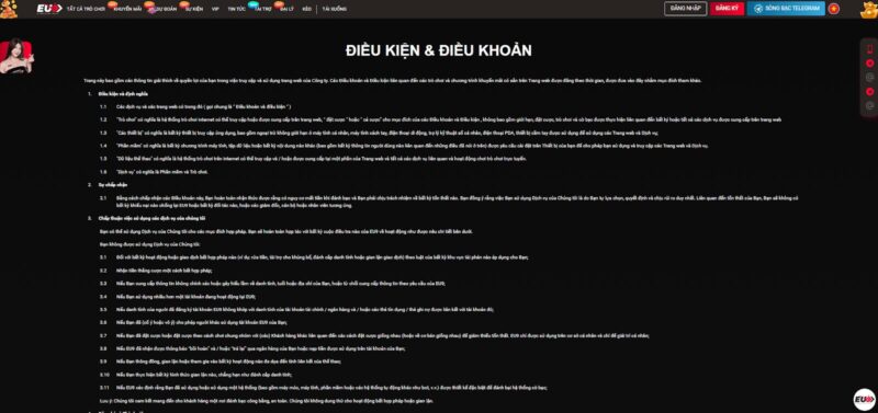 Điều khoản & điều kiện tại nhà cược EU9 là gì?