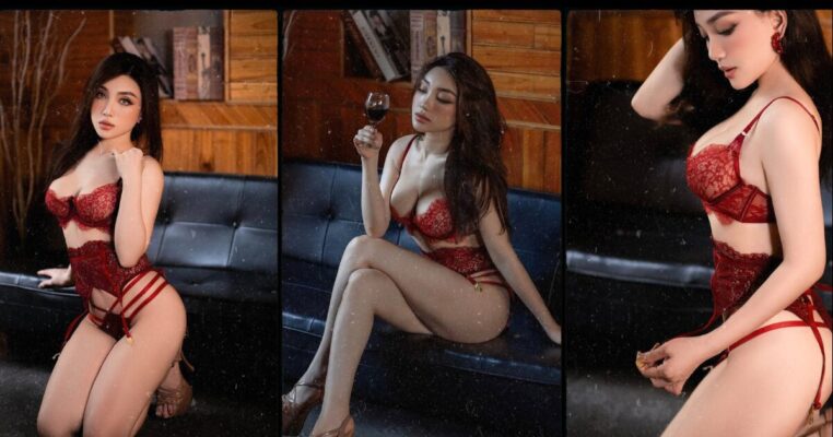 Nàng Thơ Nguyễn Ngọc Tuyết Sexy Với Nội Y Ren Đỏ