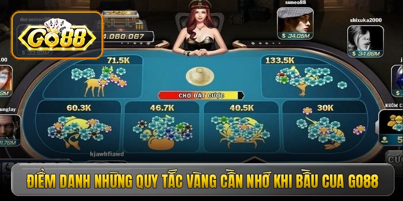 Điểm danh những quy tắc vàng cần nhớ khi bầu cua Go88