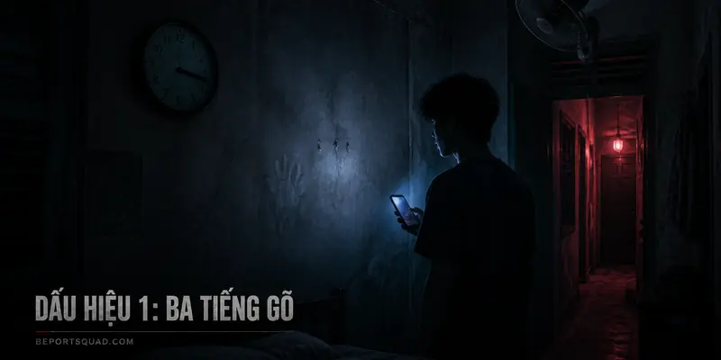 Người đứng trước bức tường nghe ba tiếng gõ lúc 3:17 trong căn phòng cũ