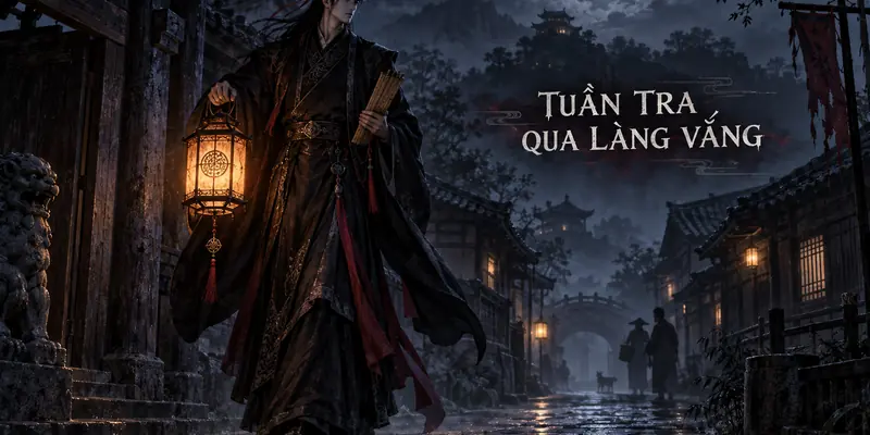 Dạ Du Thần tuần tra qua làng vắng dưới ánh trăng
