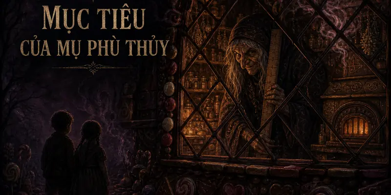 Mụ phù thủy bên trong ngôi nhà kẹo của Hänsel và Gretel
