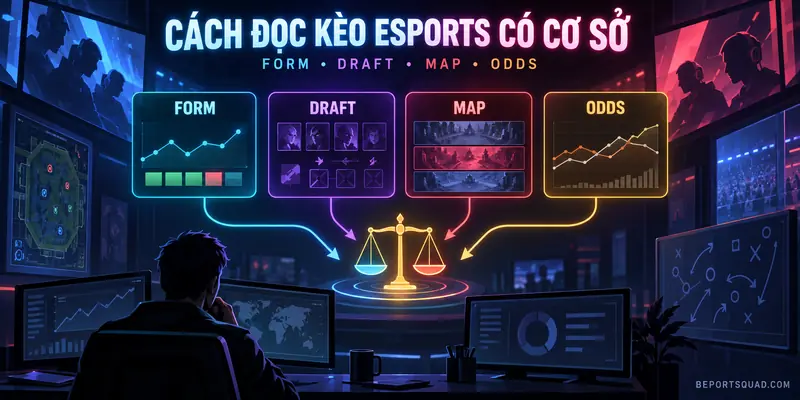Cách đọc kèo Esports qua form, draft, map và odds