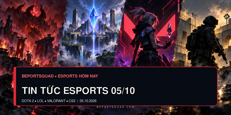 Cover: Tin tức Esports 05/10/2026 – lịch thi đấu Dota 2, LoL, VALORANT, CS2